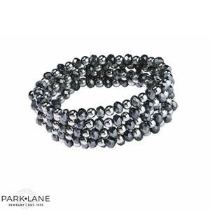 Park Lane Denali Silver Black beaded Bracelet 5 stack, Stretchable. NWT